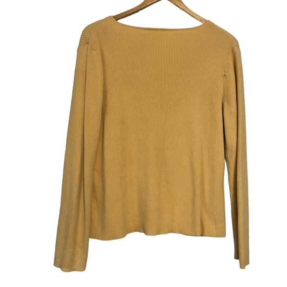 Christopher and Banks yellow ribbed button down sweater cardigan - Picture 3 of 4